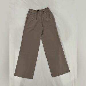 like new quince stretch crepe pleated wide leg pants color morel taupe sz 0